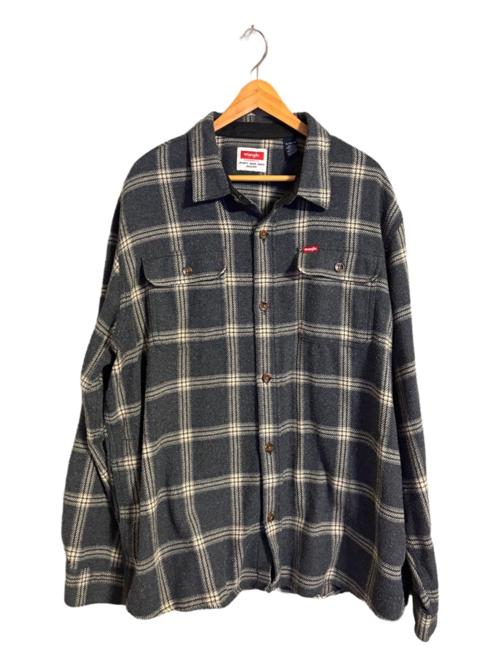 Wrangler Men’s Fleece Button Down Shirt Jacket Patterned Black Heather Size XL